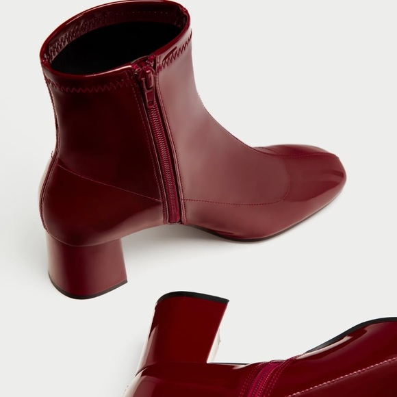 ZARA High Heel Faux Patent Ankle Boots - Picture 3 of 6